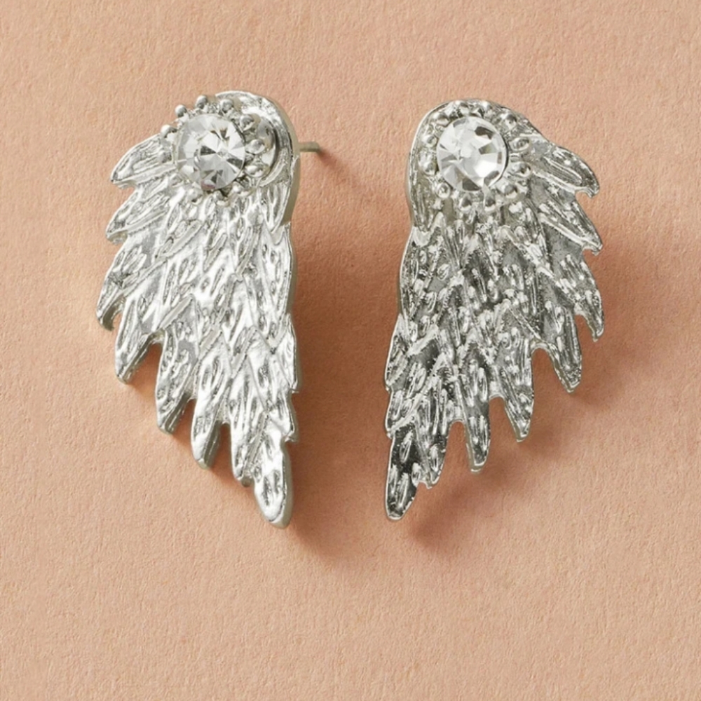 Angel wings diamond earrings